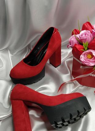 Последняя пара !!! туфли ярко красные на высоком каблуке girnaive5 фото