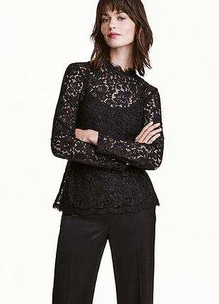 Оригінальний мереживною топ з баскою від бренду h&m 0445472004 розм. xs