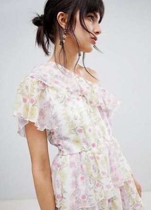 Платье макси на одно плечо с цветочным принтом vero moda4 фото