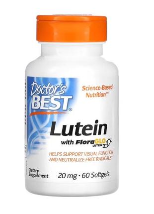 Doctor's best, лютеин с floraglo lutein, 20 мг, 60 мягких таблеток