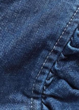 Шикарное джинсовое платье со сборкой и рукавами фонариками7 фото