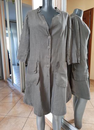 💯% льняная с карманами туника италия