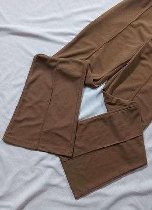 Песочные брюки со стрелками на высокой посадке/клёш6 фото