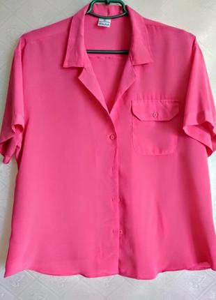 Шикарна  рожева  рубашка блуза прямий покрій оверсайз вінтаж