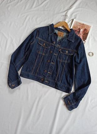 Винтажная тёмно-синяя джинсовая куртка/джинсовка1 фото
