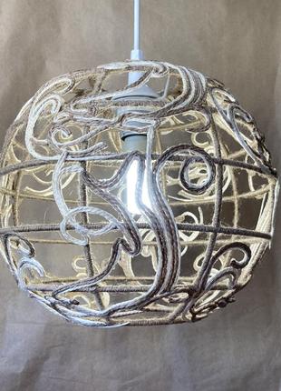 Люстра з джутовою філігранню4 фото