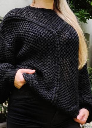 Женский вязаный свитер-сетка ручной работы2 фото