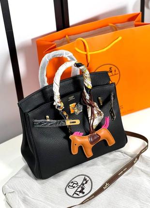 Сумка женская кожаная черная в стиле hermes birkin