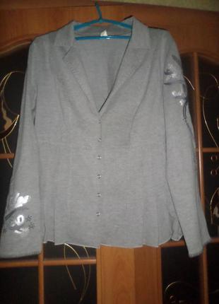 Жакет пиджак серый большой размер3 фото