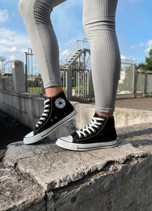 Жіночі кеди високі converse all star black white конверс высокие кеды черные с белым6 фото