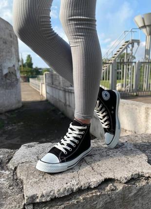 Жіночі кеди високі converse all star black white конверс высокие кеды черные с белым8 фото