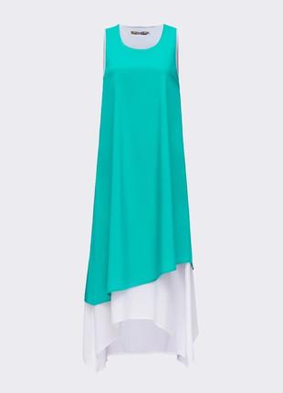 Двошарове плаття-трапеція з бавовни з асиметричним низом.2 фото