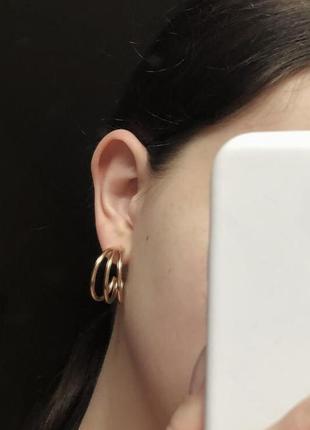 Серьги золотистые кольца серьги кольца массивные 2,5 см диаметр