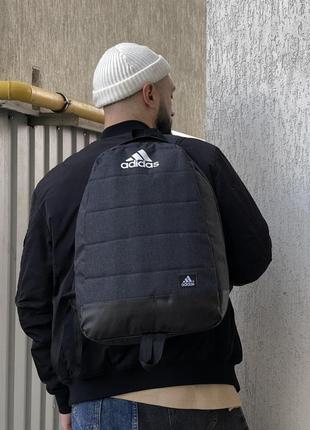 Рюкзак матрас темный меланж adidas (белое лого)4 фото