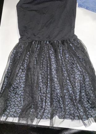 Платье черного цвета с фатиновой юбочкой для девочки. джинсовая блузка-накидка// 158 см.10 фото