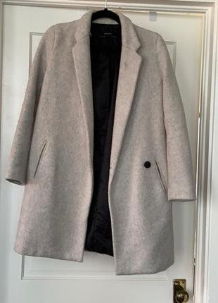 Круте тепле актуальне вовняне кашемірове пальто сіре zara4 фото