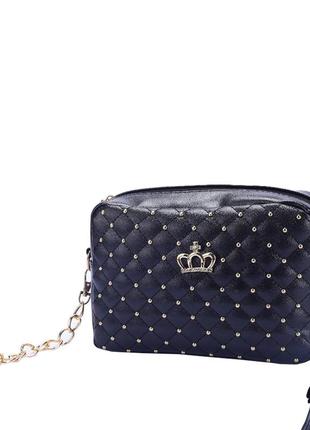 Дуже красива жіноча сумочка з короною чорного кольору3 фото
