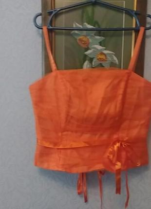 Яркий оранжевый корсет с сеточкой для касплея , вечеринки, костюма