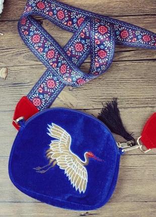 Очень красивая маленькая  женская велюровая сумочка синего цвета