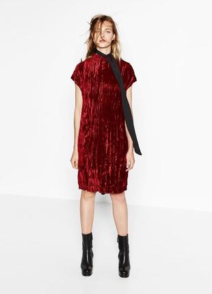 Zara оксамитове плаття прямого крою1 фото