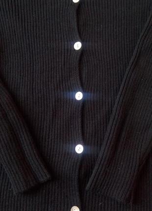 Кардиган шерстяной италия теплый свитер черный на пуговицах4 фото