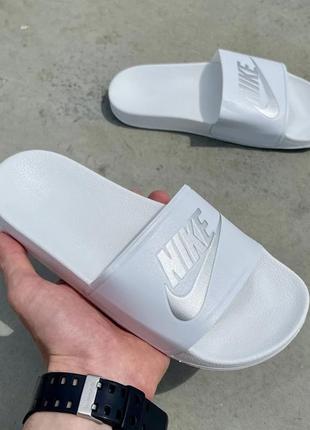 Шлепанцы женские  nike slides silver logo ‘white’ 36