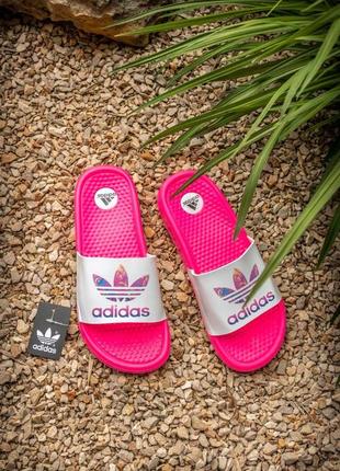 Шлепанцы женские  adidas neon pink2 фото