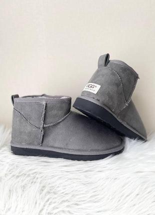 Жіночі черевики ugg ultra mini vegan grey чоботи, уги зимові10 фото