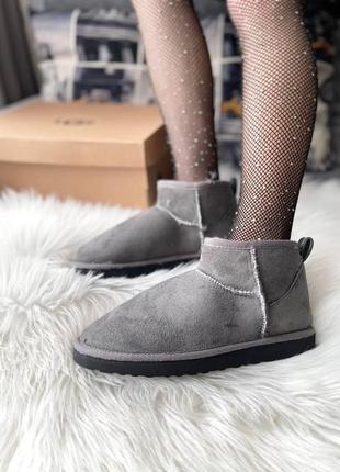 Жіночі черевики ugg ultra mini vegan grey чоботи, уги зимові1 фото