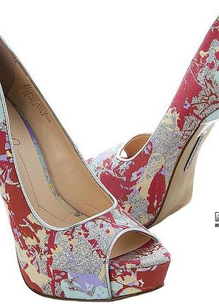 Туфли, с открытым носком, серебро, nine west, 37 р.