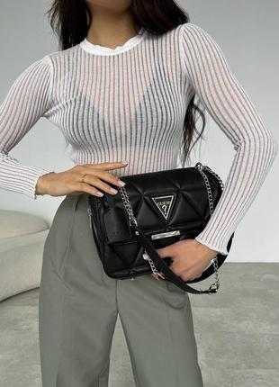 Женская кожаная сумка guess zippy black 💕7 фото