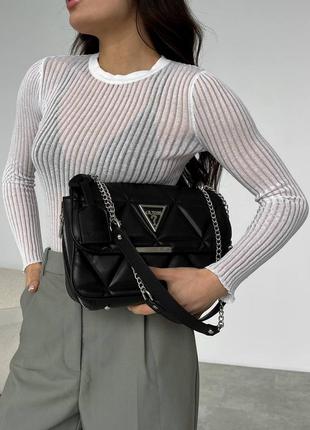 Женская кожаная сумка guess zippy black 💕10 фото