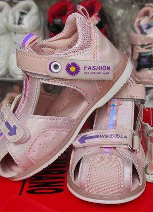 Розовые босоножки сандалии для девочки закрытые2 фото