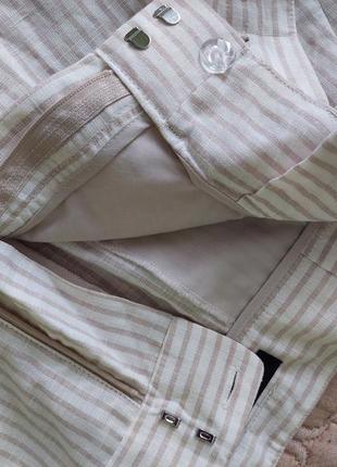 Льняные шорты в полоску со съемным поясом7 фото
