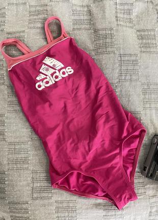 Слитный розовый спортивный купальник adidas4 фото