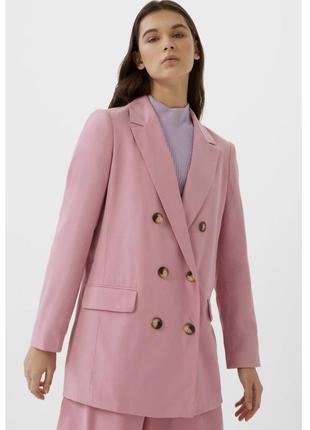 Розовый льняной пиджак блейзер stradivarius