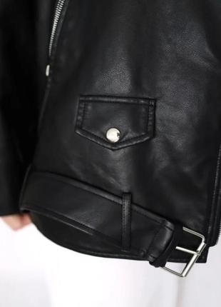 Женская черная  куртка косуха оверсайз в стиле зара4 фото