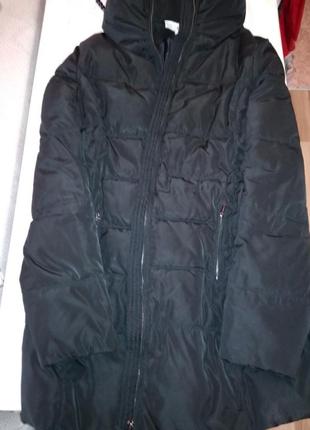 Супер чорне пальто зимове на сентапоне , без дефектів,тепле.6 фото