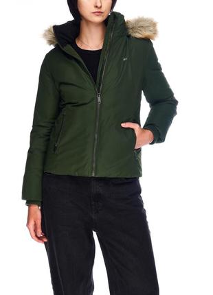 Tommy jeans, куртка зеленая, полиэстер+пух+перо, женская, s
