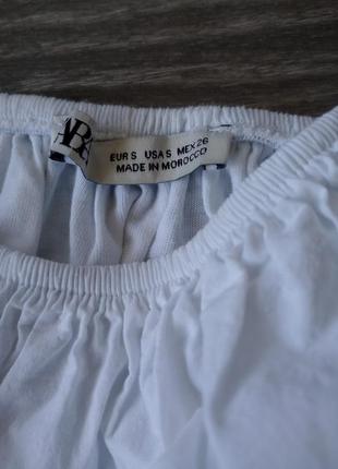 Котонова пишна блузка топ на резинках з тоненькими шлейками,5 фото