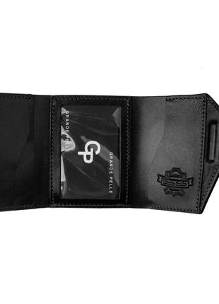 Шкіряний гаманець mini з асиметричним клапаном бордовий2 фото