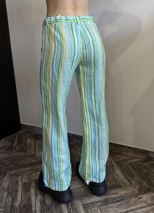 Zara натуральные летние брюки с низкой посадкой брюки клеш широкие5 фото