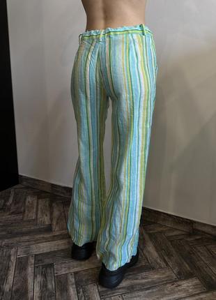Zara натуральные летние брюки с низкой посадкой брюки клеш широкие7 фото