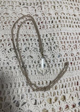 Кулон на цепочке ожерелье колье бусы стекло винтаж