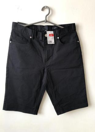 Джинсовые шорты мужские черные hm слим зауженные коттоновые шорты