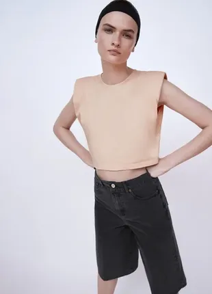 Топ zara, укороченная футболка, топ женский