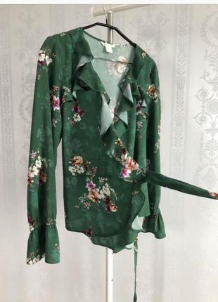 Стильна блуза у квітковий принт з воланами віскоза 💯10 фото