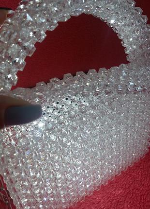 Кристальная сумка из прозрачных хрустальных бусин