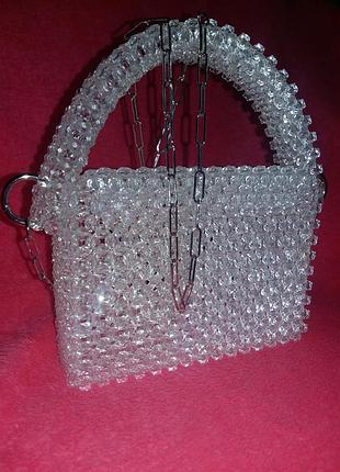 Кристальная сумка из прозрачных хрустальных бусин
