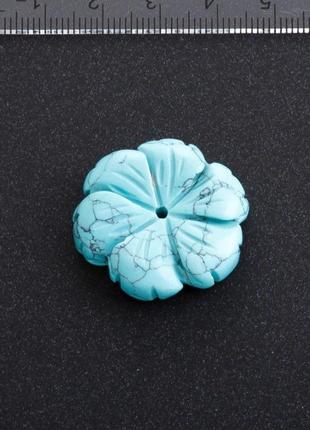 Фурнитура цветок натуральный камень d-2,9 см бирюза